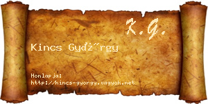 Kincs György névjegykártya
